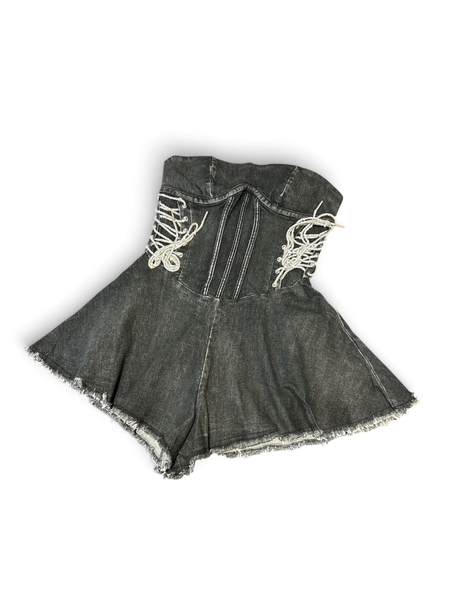 Rhinestone Vaquera Denim Romper